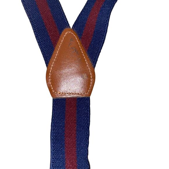 Vintage Y-shaped Striped Navy Adjustable Suspenders with button attachments - Picture 2 of 6